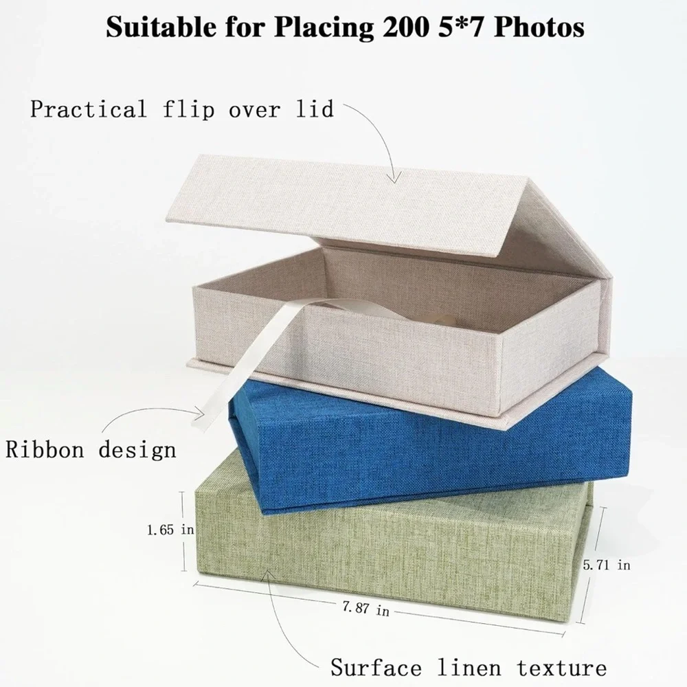 NEW Sealed Vienrose Linen 5”x7” Photo Case & Postcard Keeper Storage Box